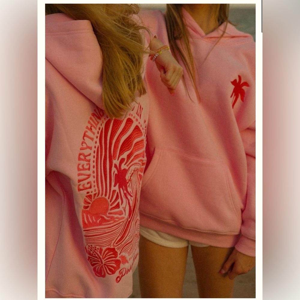 Pink Palm Puff “Everything Comes in Waves” Hoodie